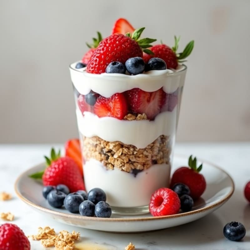 Creamy Greek Yogurt Parfait with Protein Granola and Mixed Berries