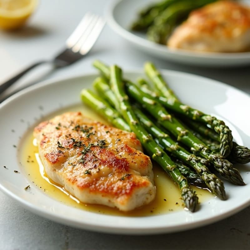 Pan-Seared Lemon Garlic Chicken with Roasted Asparagus