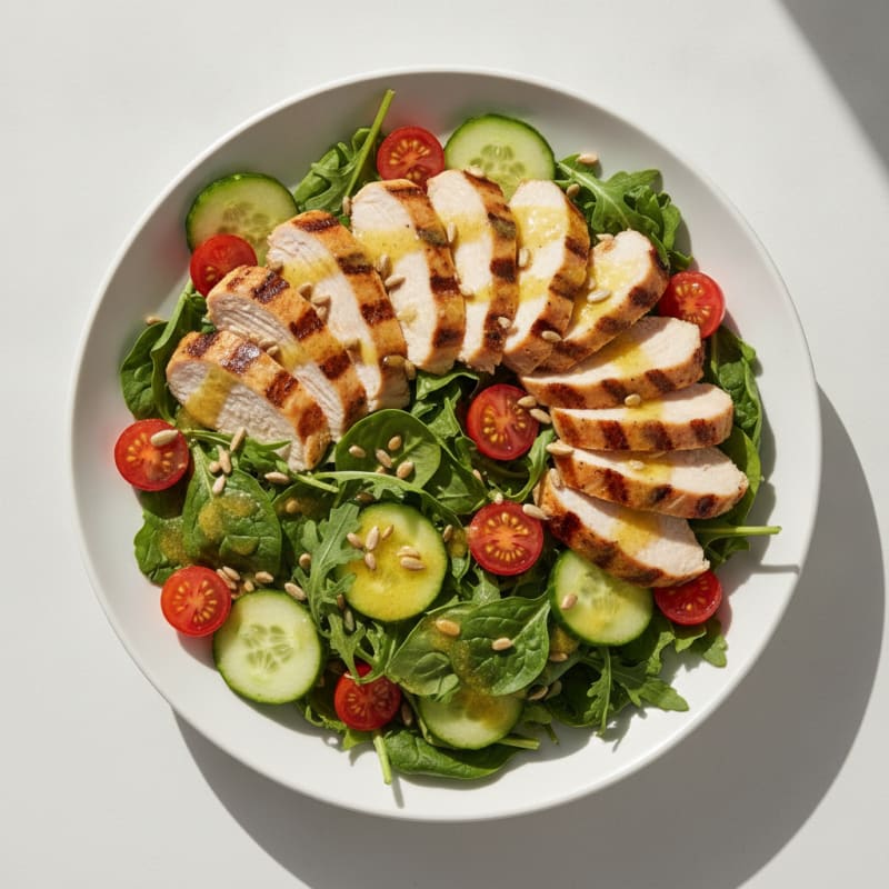 Grilled Turkey Breast Salad with Mixed Greens and Lemon Vinaigrette