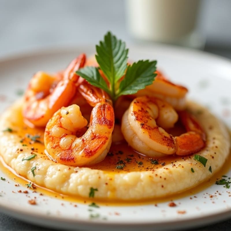 Spicy Pan-Seared Shrimp with Creamy Grits