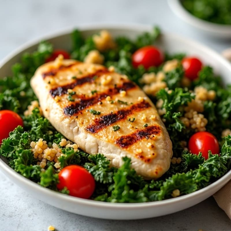 Grilled Chicken Breast with Crunchy Kale and Quinoa Salad