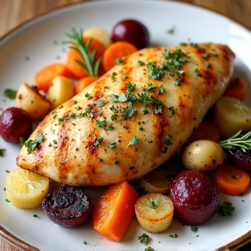 Sheet Pan Lemon Herb Chicken with Crispy Roasted Root Vegetables