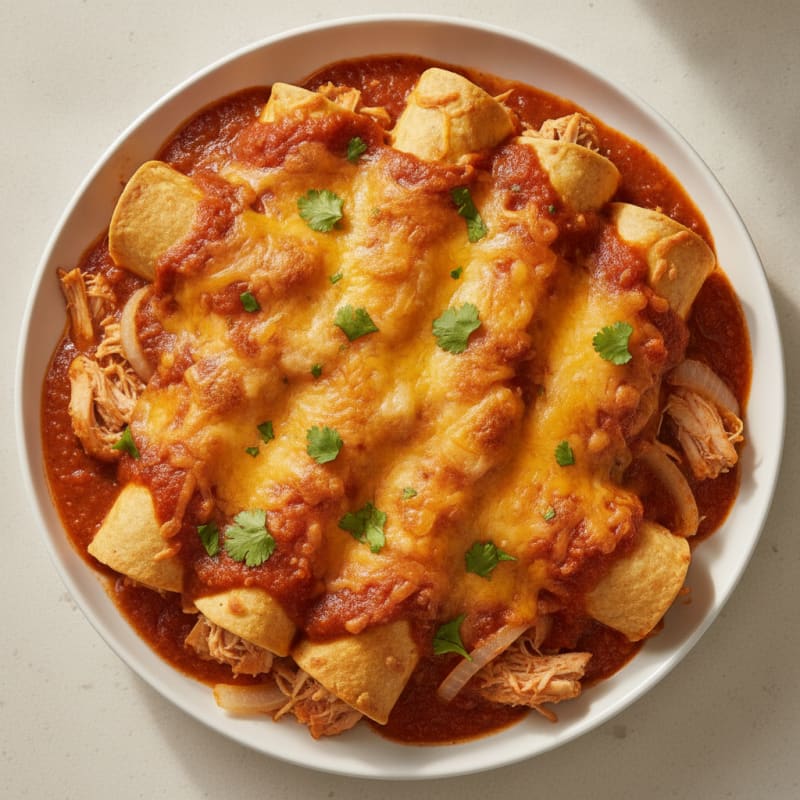 Chicken Enchiladas with Red Chili Sauce