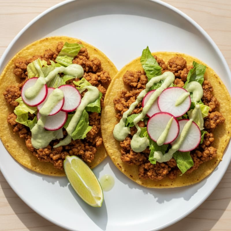 Ground Turkey Tostadas with Avocado Crema