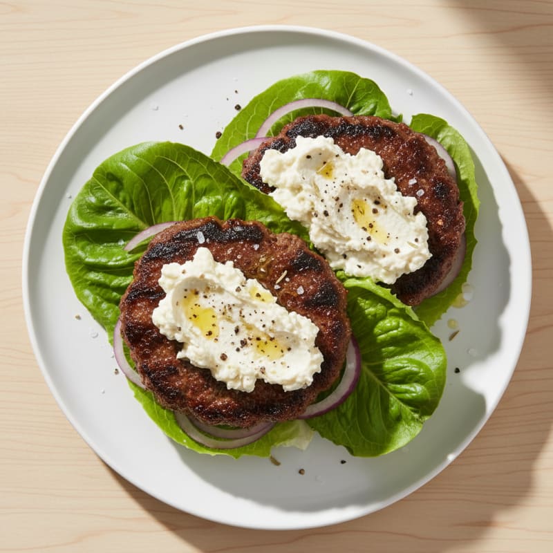 Charred Beef Burger with Zesty Feta