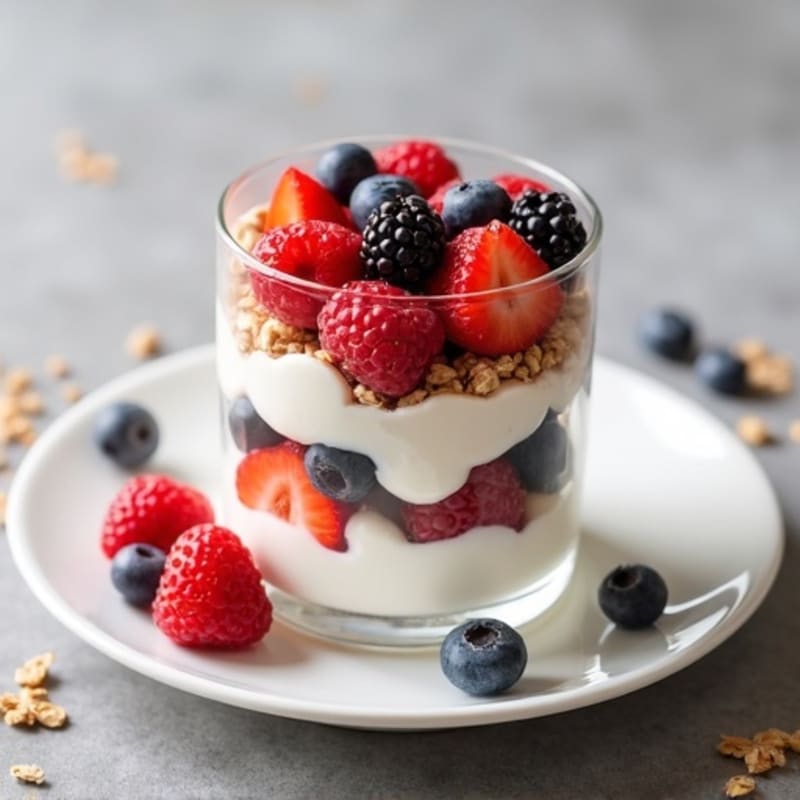 Greek Yogurt Protein Parfait with Mixed Berries