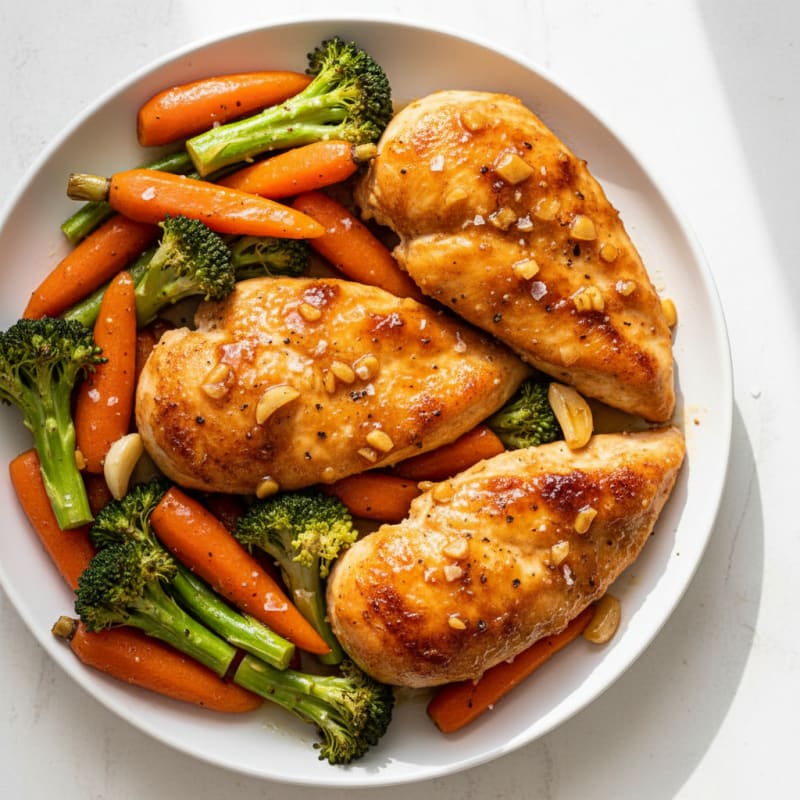 Crispy Honey-Garlic Chicken and Roasted Vegetables