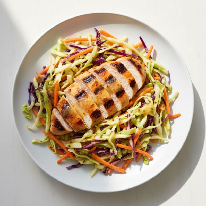 Grilled Chicken Breast with Crunchy Cabbage Slaw