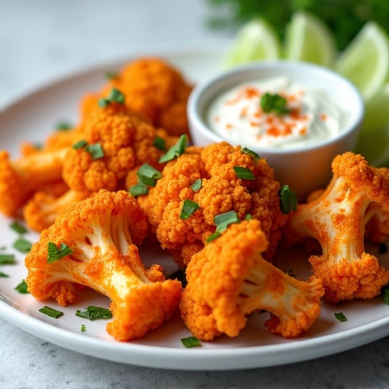 Crispy Buffalo Cauliflower with Protein-Packed Dip