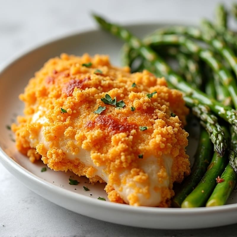 Oven-Baked Crispy Cornflake Chicken with Roasted Asparagus