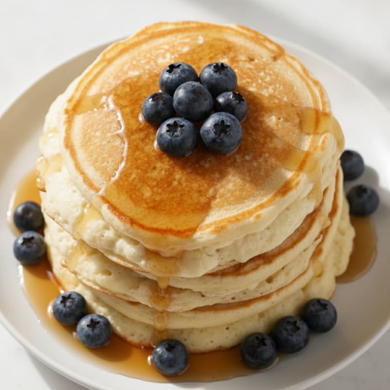 Fluffy Buttermilk Pancakes with Maple Syrup