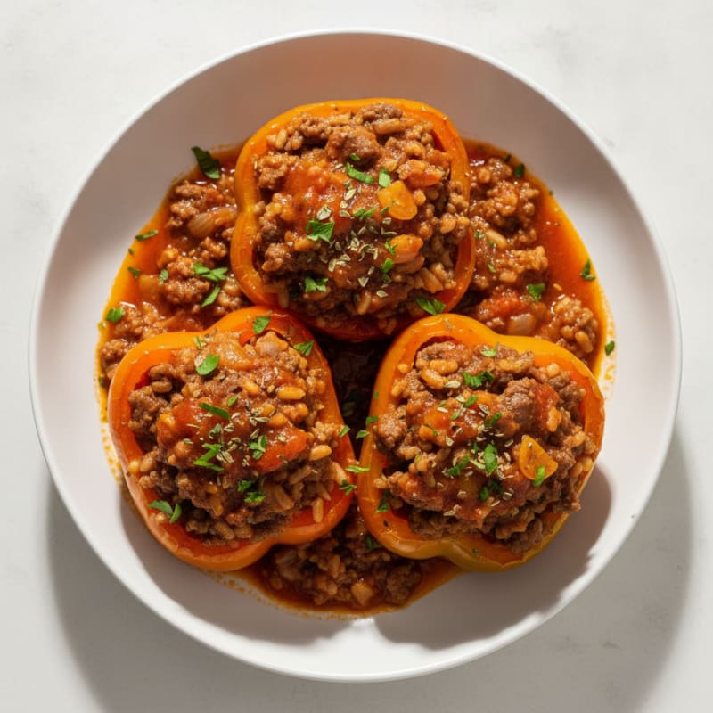 Beef and Rice Stuffed Bell Peppers