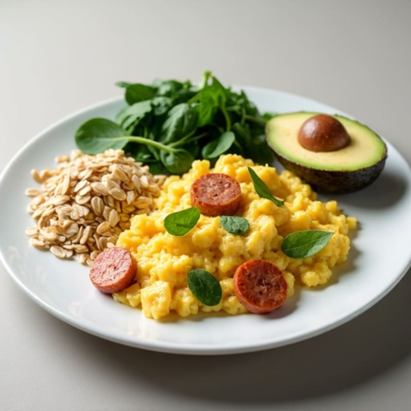 Egg White Scramble with Turkey Sausage and Spinach
