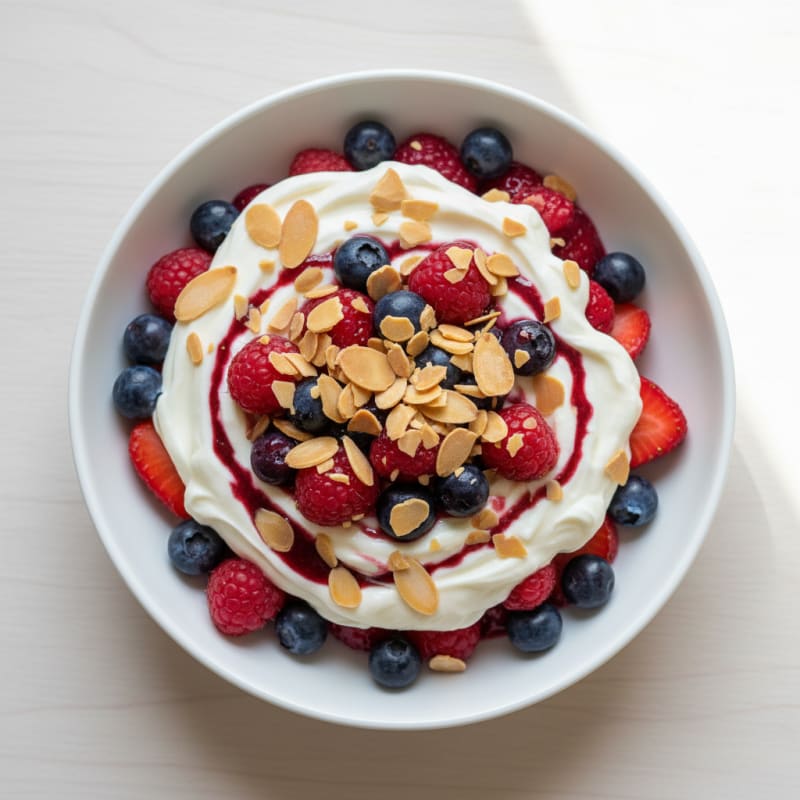Greek Yogurt Protein Parfait with Berries and Almonds