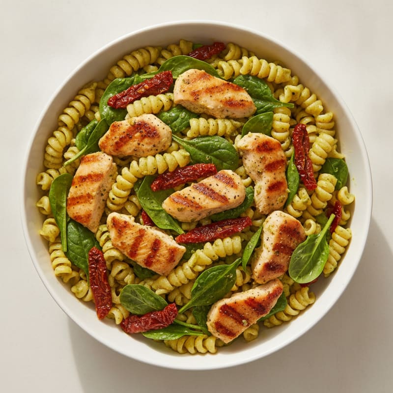 Pesto Chicken Pasta with Sun-Dried Tomatoes