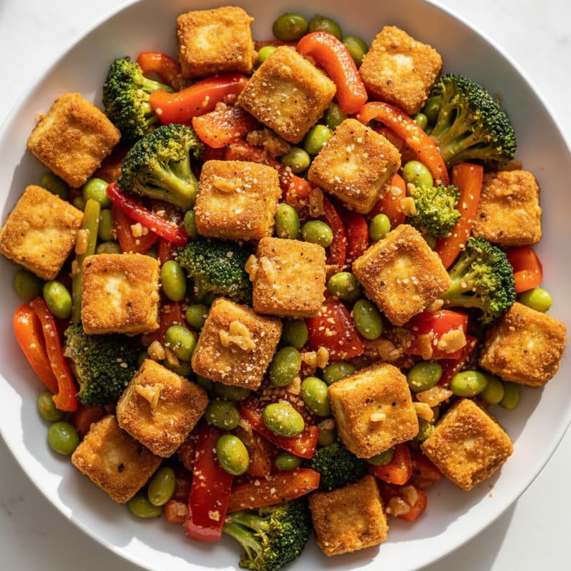 Ginger-Garlic Tofu and Roasted Vegetables