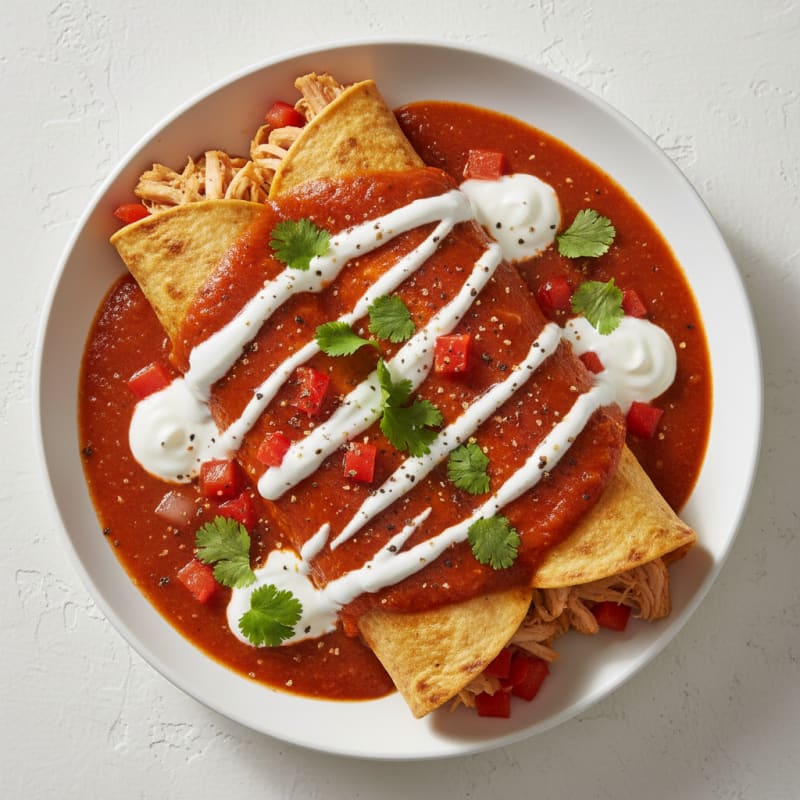 Creamy Chicken Enchiladas Rojas
