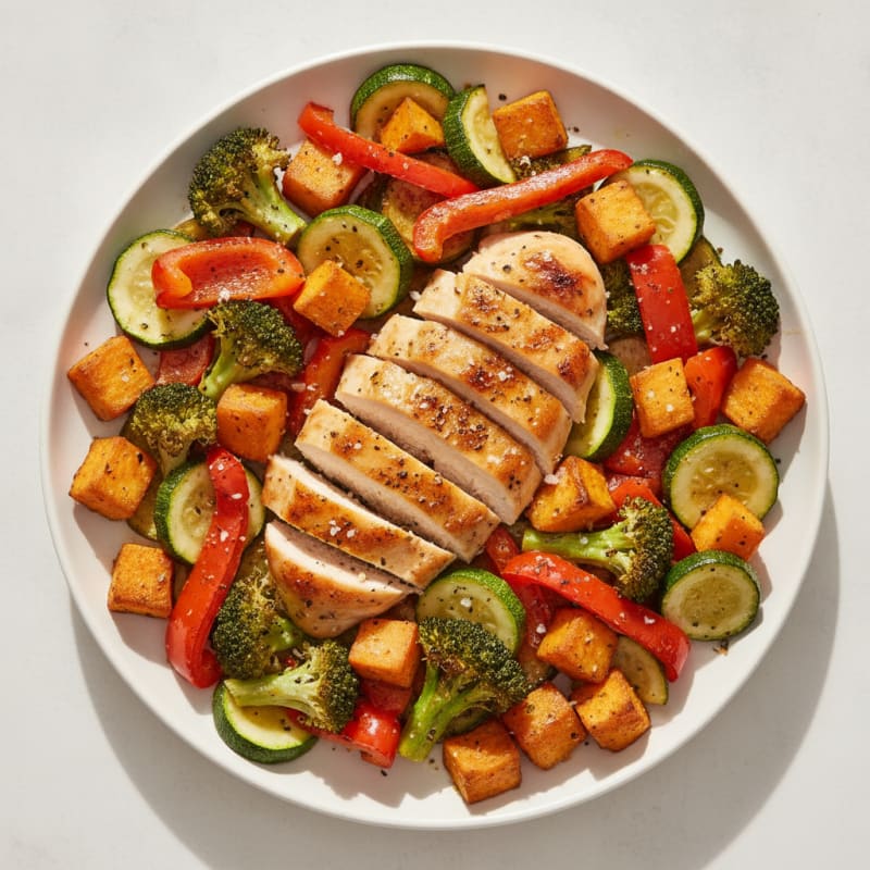 Sheet Pan Roasted Chicken and Rainbow Vegetables