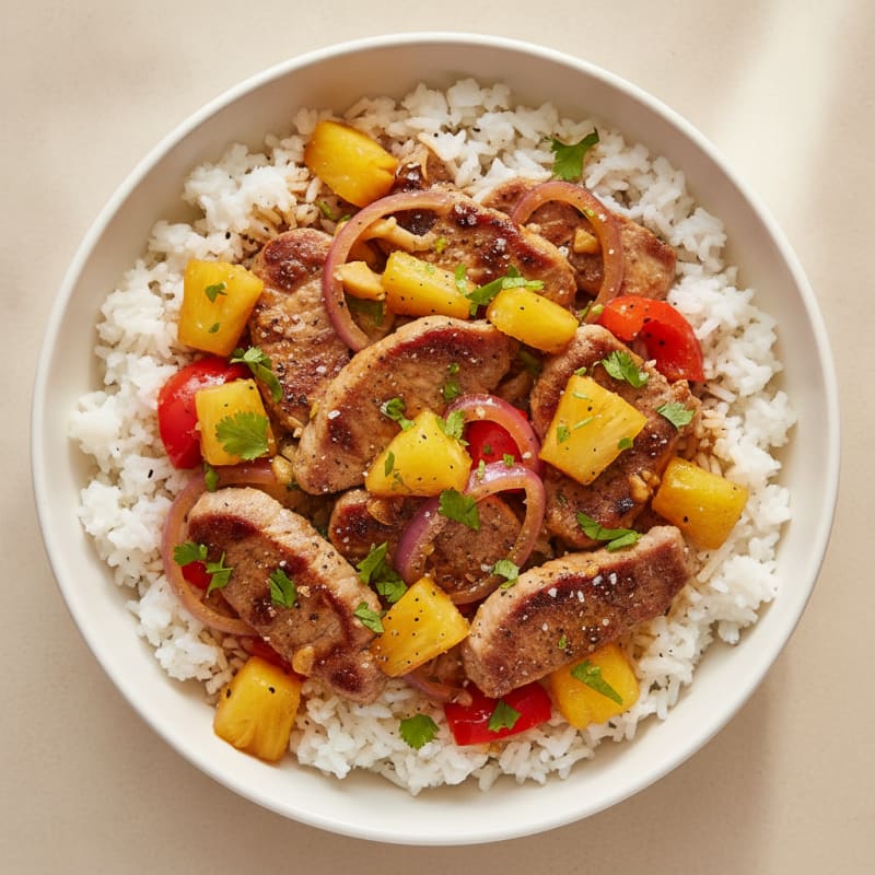 Pineapple Pork with Coconut Rice