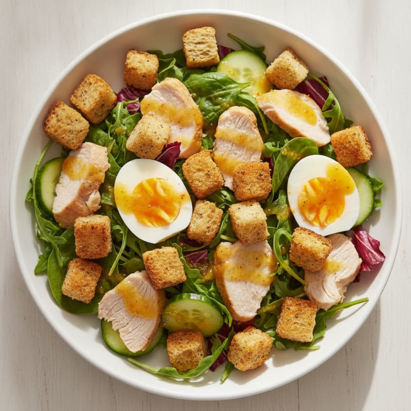 Crunchy Turkey Salad Bowl with Mixed Greens and Citrus Vinaigrette