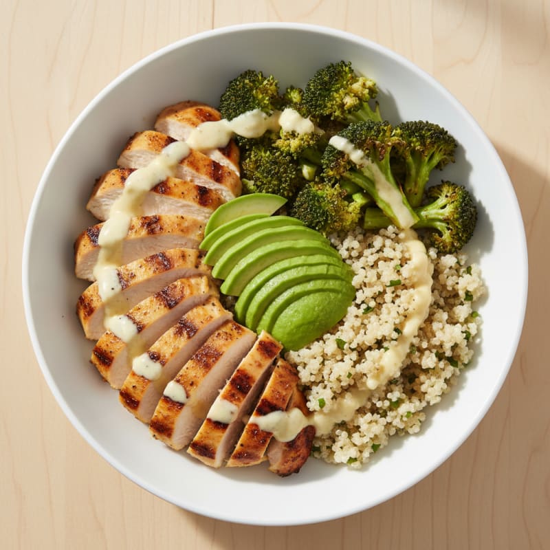 Grilled Chicken and Quinoa Power Bowl with Roasted Broccoli