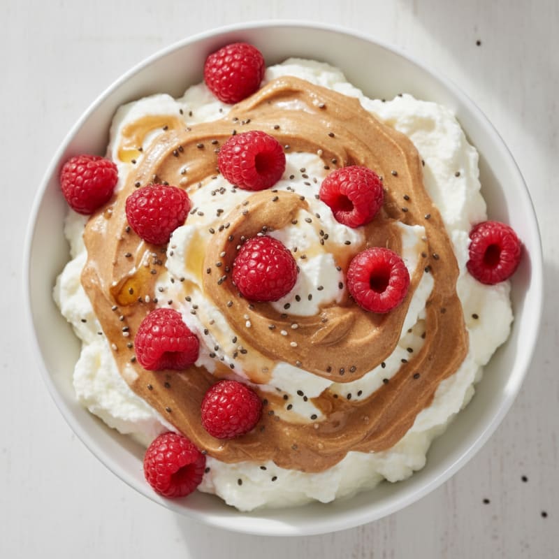 Greek Yogurt Protein Mousse with Almond Butter and Berries