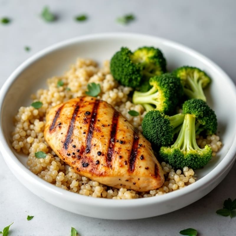 Grilled Chicken Breast with Roasted Broccoli and Quinoa
