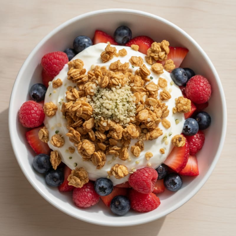 Creamy Greek Yogurt Parfait with Protein Granola and Mixed Berries