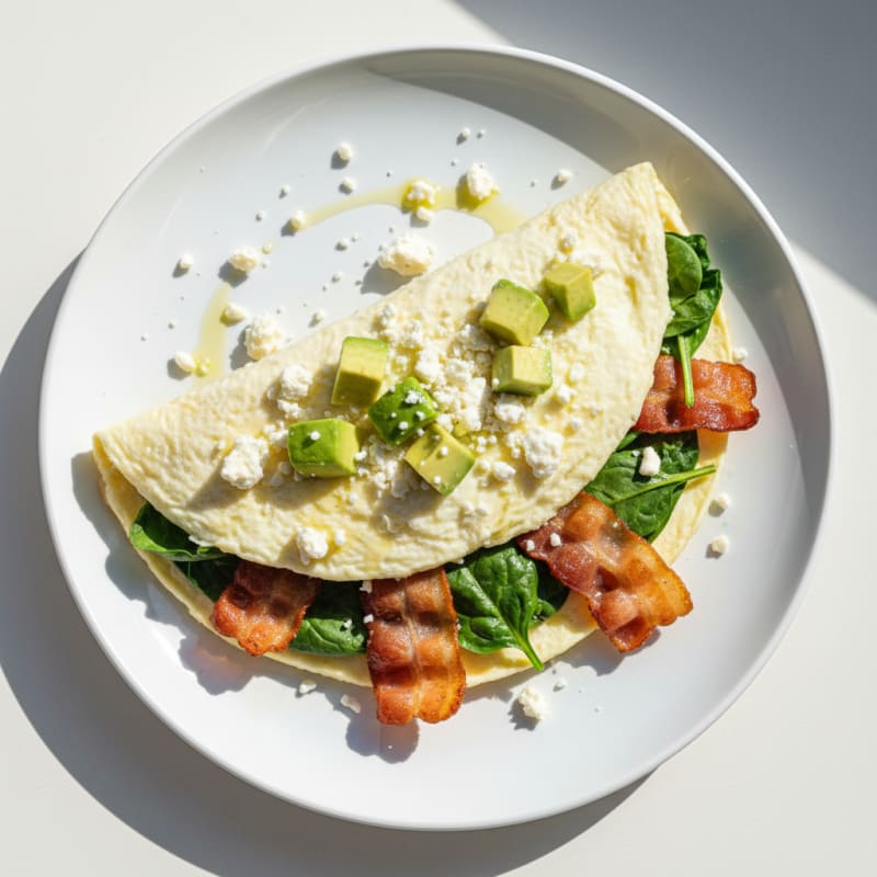 Egg White Omelette with Turkey Bacon and Spinach