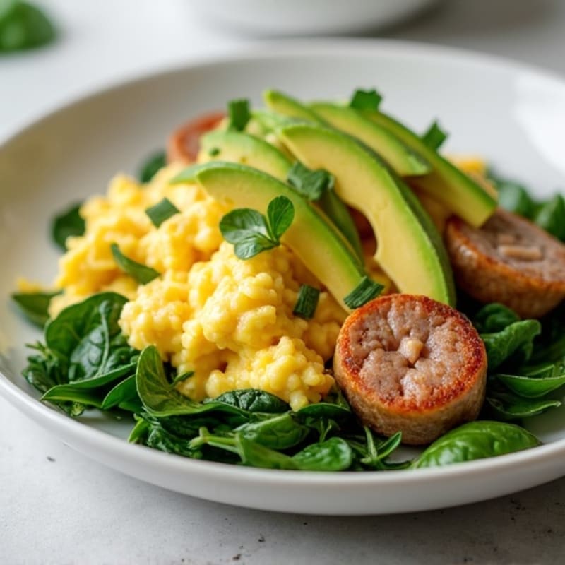 Egg White and Turkey Sausage Scramble with Spinach