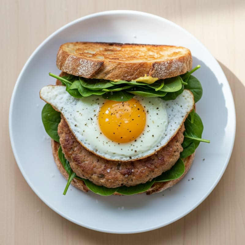 Turkey Patty Sourdough Breakfast Sandwich