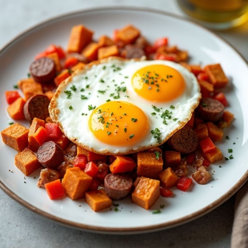 Crispy Sheet Pan Sweet Potato Hash with Eggs