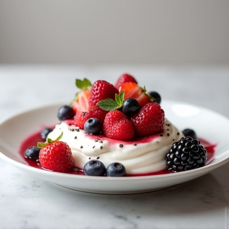 Silky Vanilla Protein Yogurt with Mixed Berries