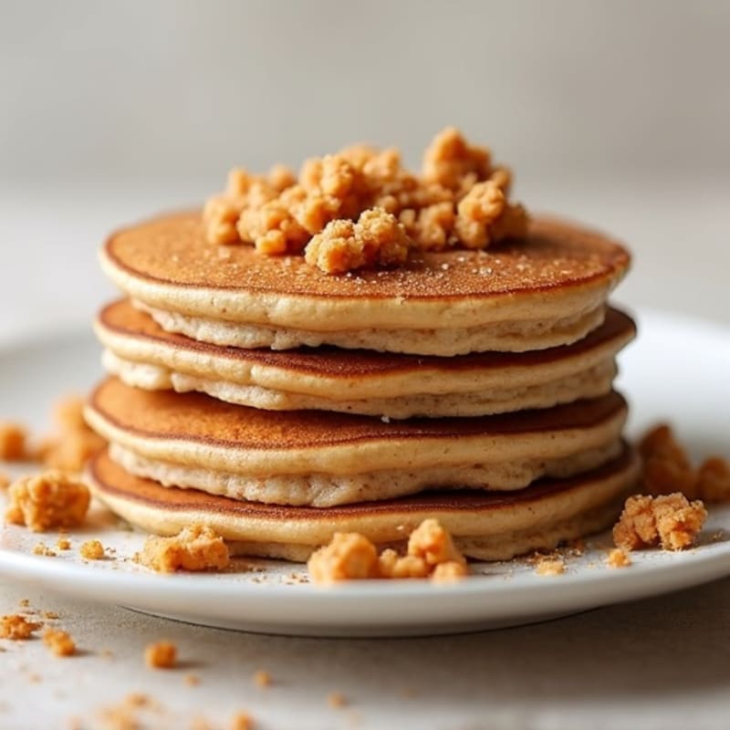 Peanut Butter Protein Pancakes with Cinnamon Rice Cake Crumble