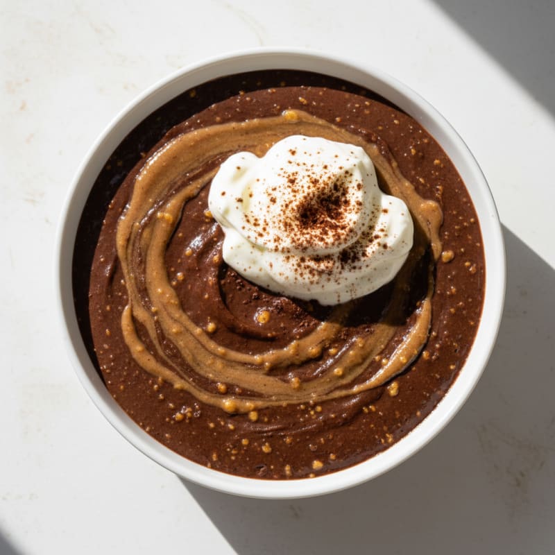 Silky Chocolate Protein Pudding with Almond Butter Swirl