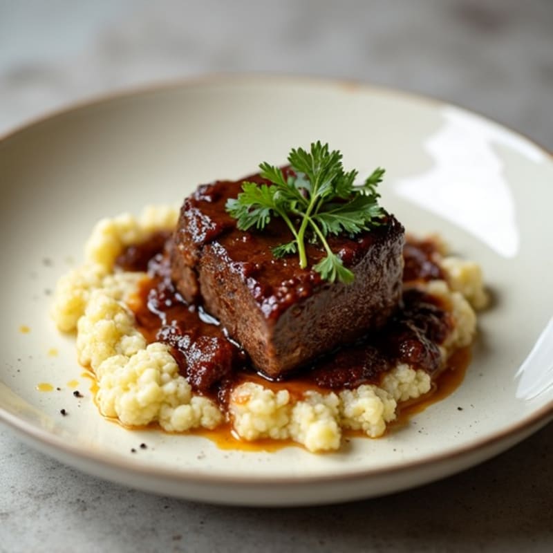Slow-Braised Short Ribs with Creamy Cauliflower Mash