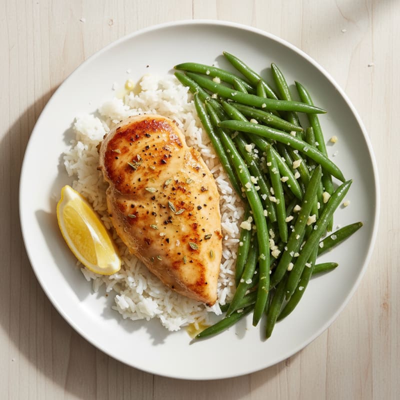 Lemon Herb Chicken with Garlic Green Beans