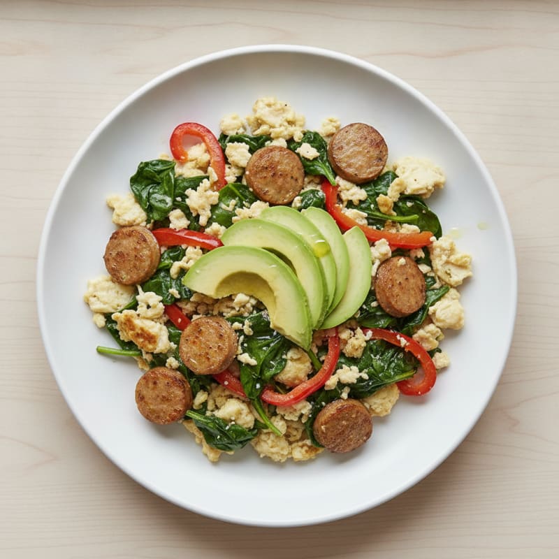 Egg White and Turkey Sausage Scramble with Spinach