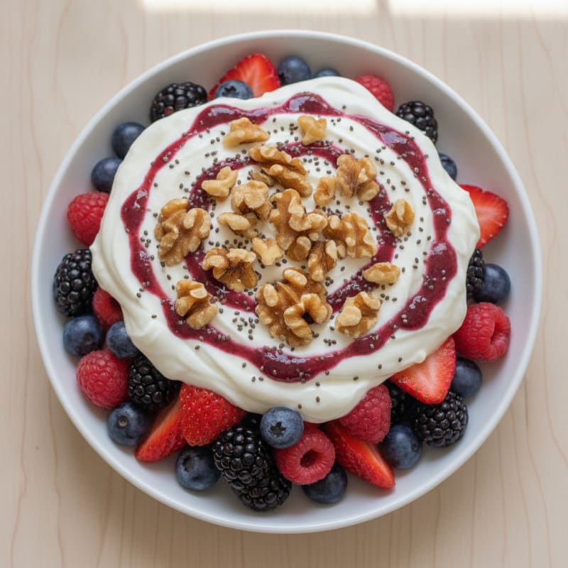 Greek Yogurt Protein Parfait with Mixed Berries