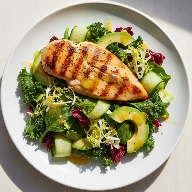 Lemon Herb Grilled Chicken Breast with Mixed Greens