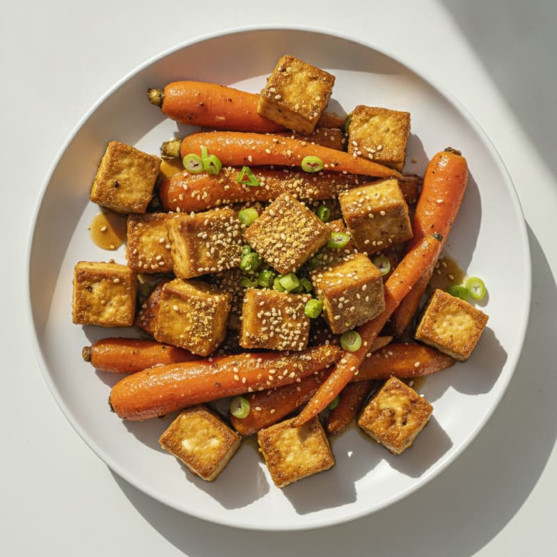 Maple-Glazed Tofu with Roasted Carrots