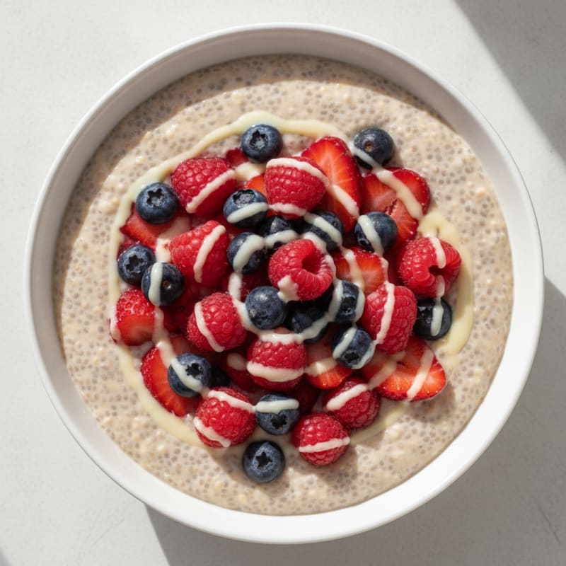 Creamy Vanilla Protein Chia Pudding with Mixed Berries