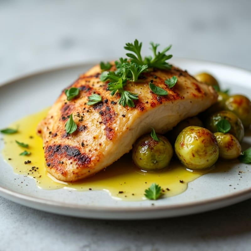 Seared Chicken Breast with Roasted Brussels Sprouts