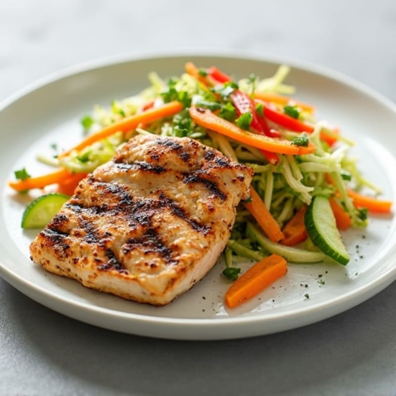 Grilled Chicken Breast with Crunchy Vegetable Slaw