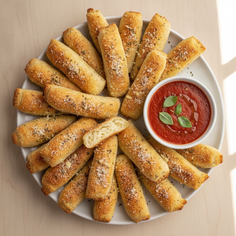 Garlic Parmesan Breadsticks with Marinara