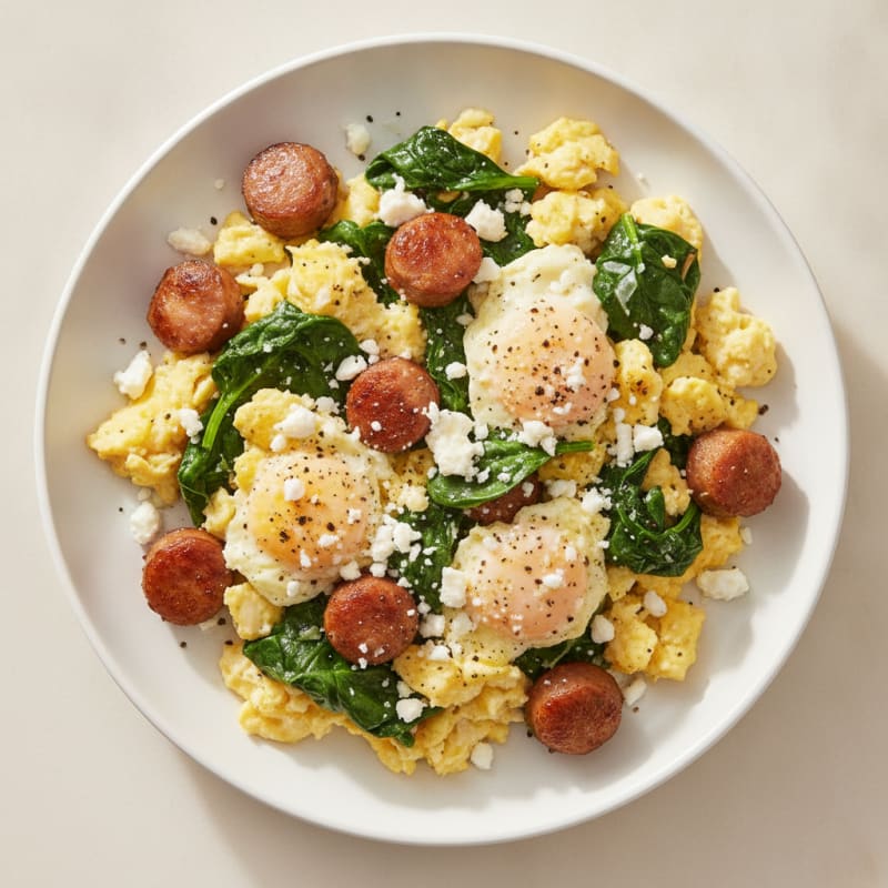High-Protein Spinach and Feta Egg Scramble