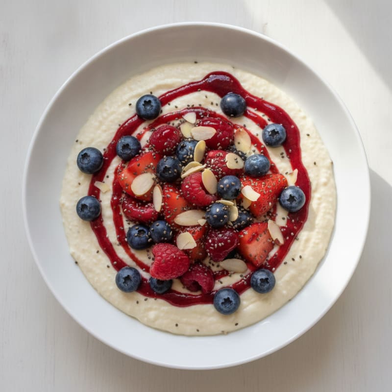 Silky Greek Yogurt Protein Pudding with Mixed Berries