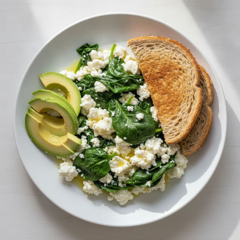 Scrambled Egg Whites with Cottage Cheese and Spinach