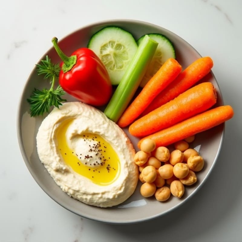 Fresh Vegetable Sticks with Protein-Packed Creamy Hummus
