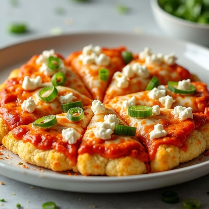 Buffalo Chicken Cauliflower Crust Pizza
